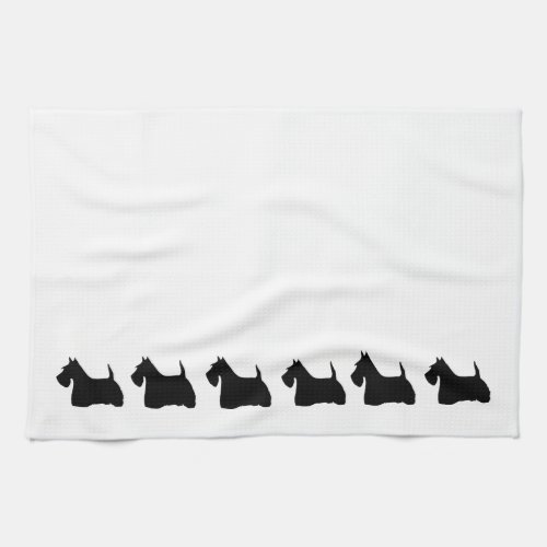 Scottish Terrier dog silhouette kitchen tea towel