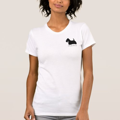 Scottish Terrier dog silhouette logo women t_shirt