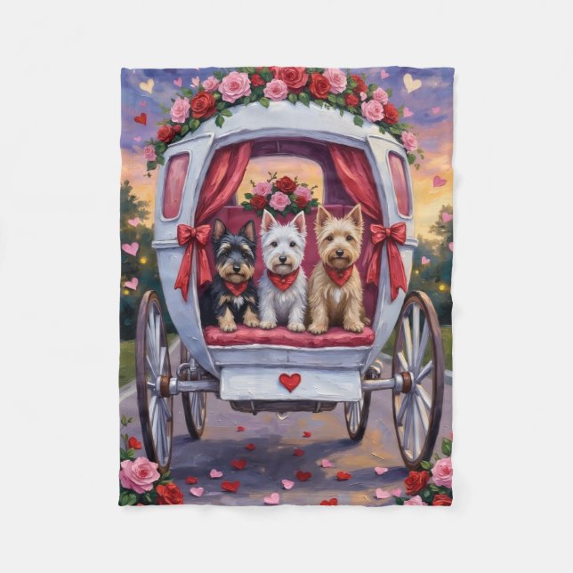 Scottish Terrier Dog Valentine's Day Fleece Blanket (Front)