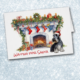 Scottish Terrier Dog Wait for Santa Fireplace Cards