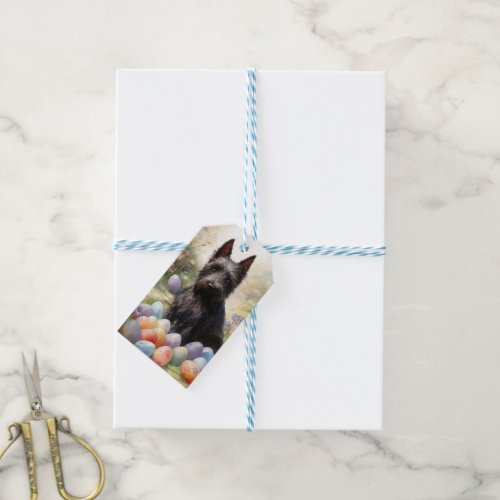 Scottish Terrier Dog with Easter Eggs Holiday Gift Tags