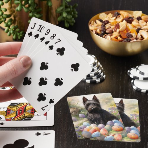 Scottish Terrier Dog with Easter Eggs Holiday Playing Cards