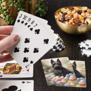 Scottish Terrier Dog with Easter Eggs Holiday Poker Cards