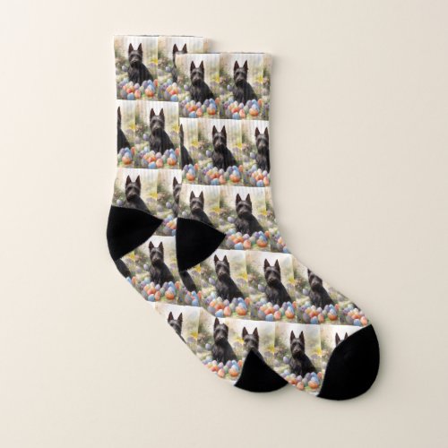 Scottish Terrier Dog with Easter Eggs Holiday Socks