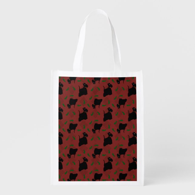Scottish Terrier Dogs and Tam O'Shanter Grocery Bag (Front)