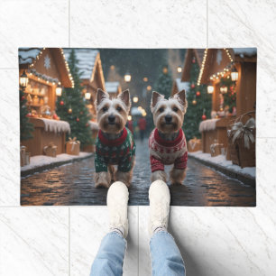 Scottish Terrier Dogs Christmas Snow Holiday Doormat