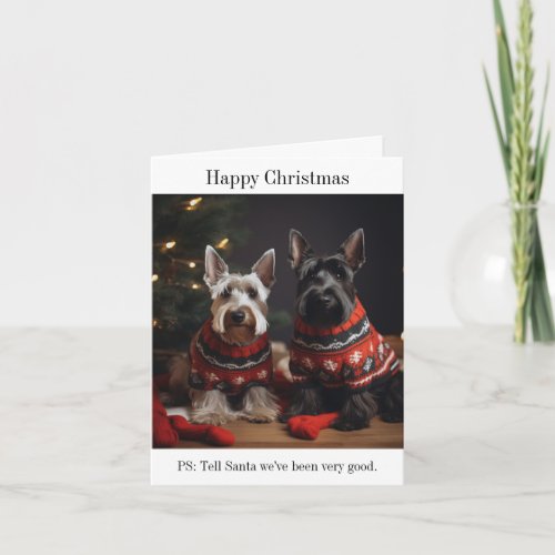 Scottish Terrier Dogs Happy Christmas Card