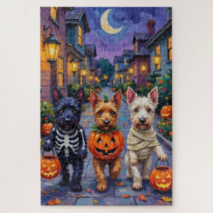 Scottish Terrier Dogs in Halloween Costumes Jigsaw Puzzle
