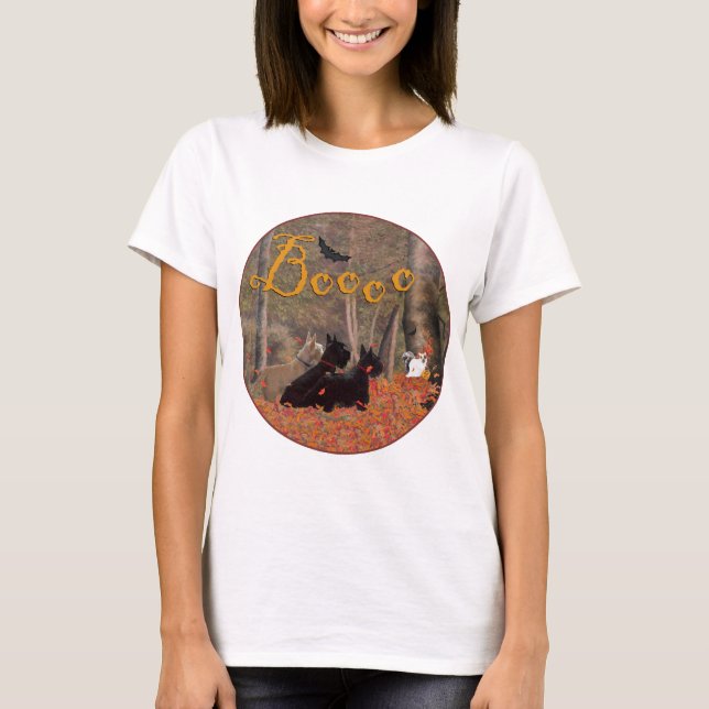 Scottish Terrier Fall Seasonal Design T-Shirt (Front)