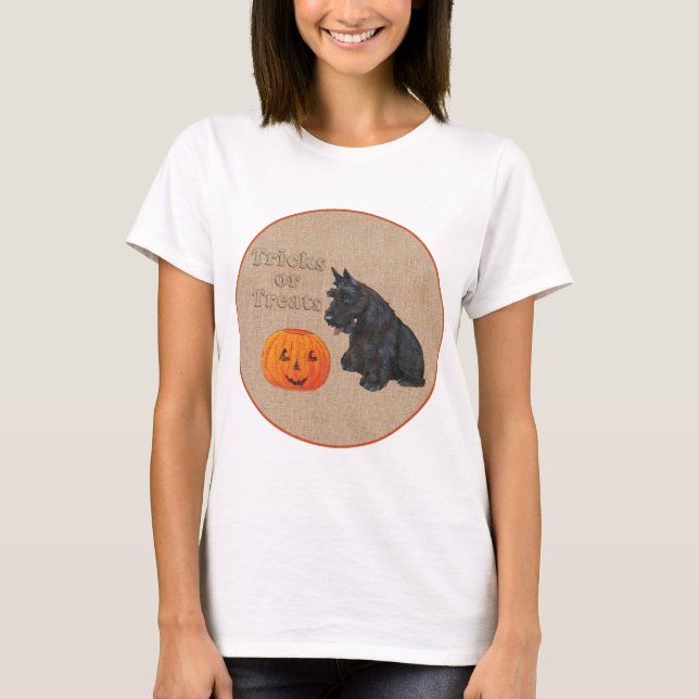 Scottish Terrier Fall Seasonal Design T-Shirt (Front)