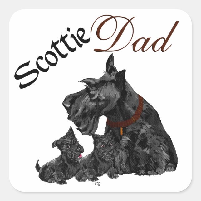 Scottish Terrier Father's Day Square Sticker (Front)