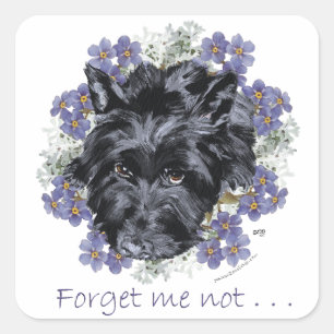 Scottish Terrier Forget-Me-Not Square Sticker