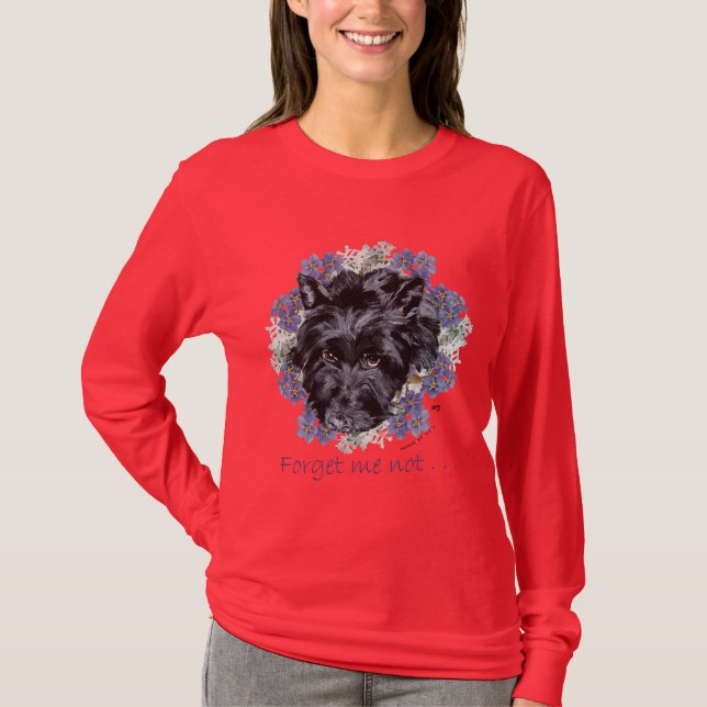 Scottish Terrier Forget-Me-Not T-Shirt (Front)