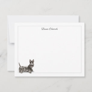 Scottish Terrier Gray Border Personalized Note Card