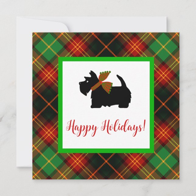 Scottish Terrier Green Plaid  (Front)