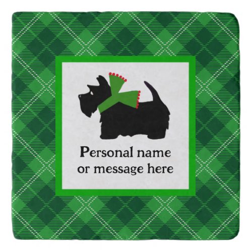 Scottish Terrier Green Plaid personalized  Trivet