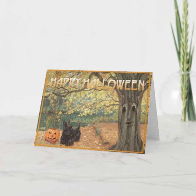 Scottish Terrier Halloween Card (Front)
