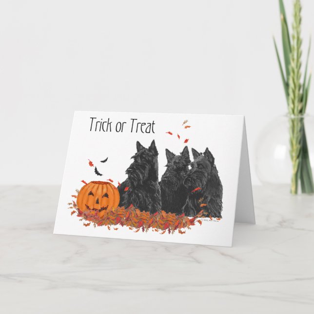 Scottish Terrier Halloween Greeting Card (Front)