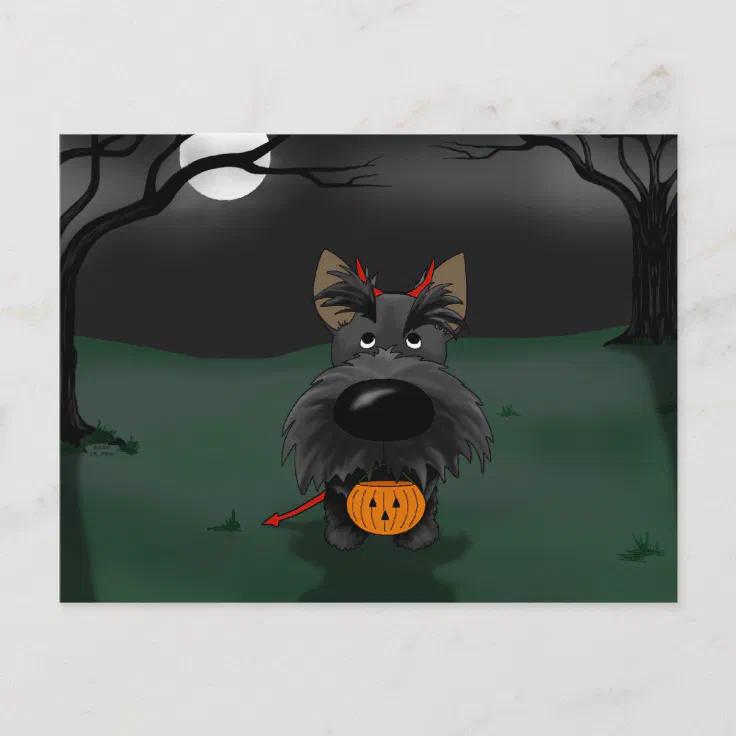 Scottish Terrier Halloween Postcard Zazzle