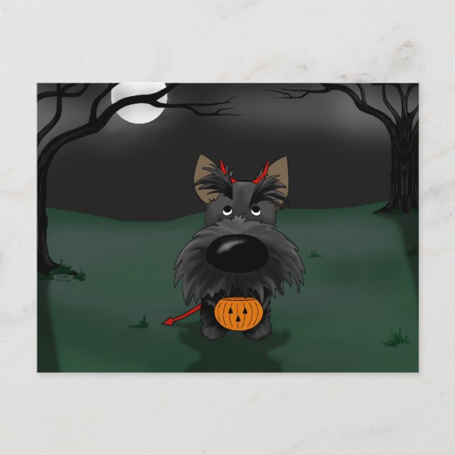 Scottish Terrier Halloween Postcard (Front)