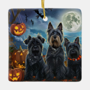 Scottish Terrier Halloween Spooky Ceramic Ornament