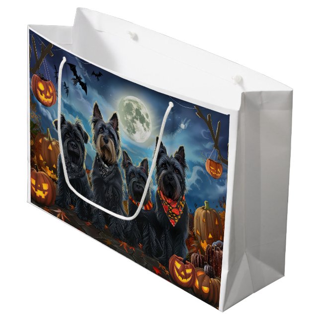 Scottish Terrier Halloween Spooky Large Gift Bag (Front Angled)
