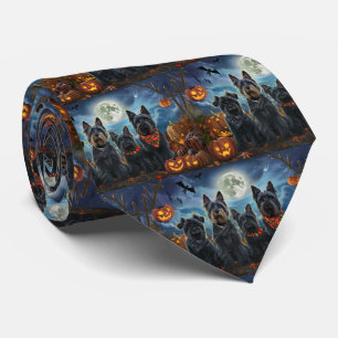 Scottish Terrier Halloween Spooky Neck Tie