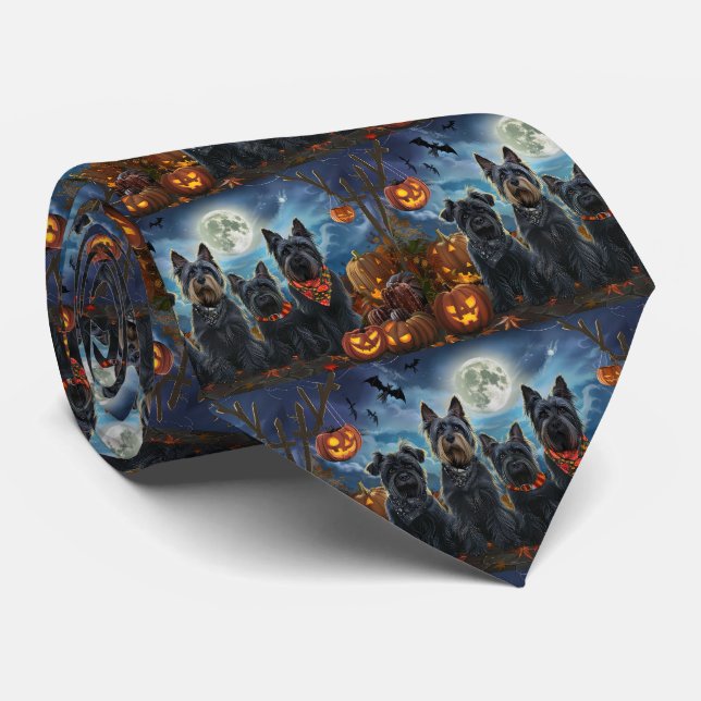 Scottish Terrier Halloween Spooky Neck Tie (Rolled)