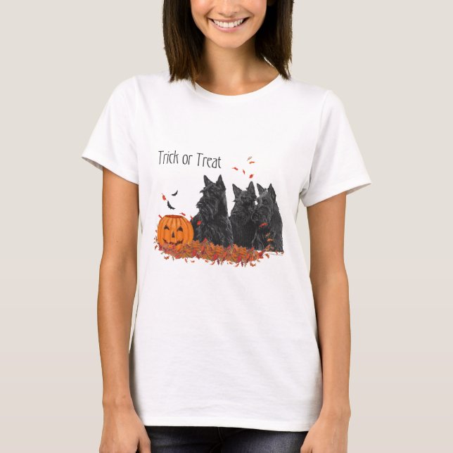 Scottish Terrier Halloween T-Shirt (Front)