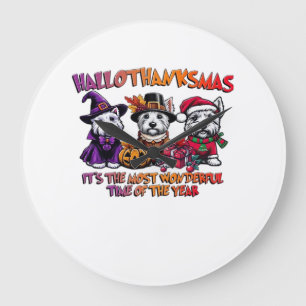 Scottish Terrier Halloween Thanksgiving Christmas Large Clock