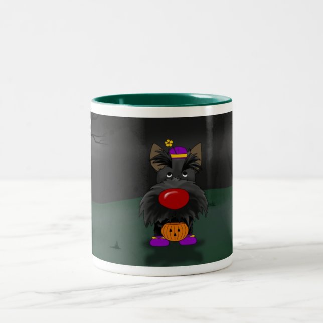 Scottish Terrier Halloween Two-Tone Coffee Mug (Center)