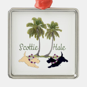 Scottish Terrier Hawaiian Design Metal Ornament