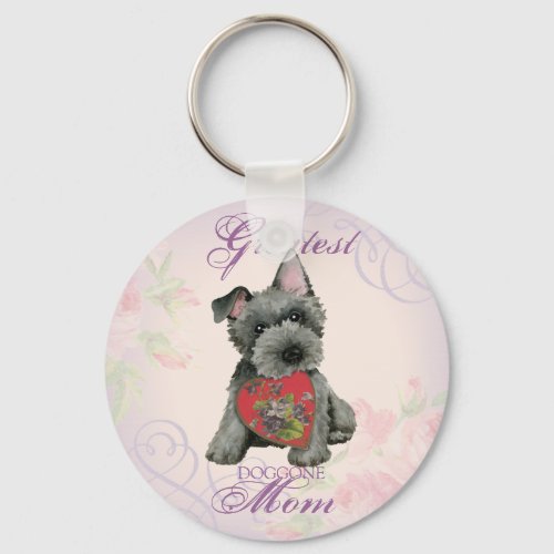 Scottish Terrier Heart Mom Keychain