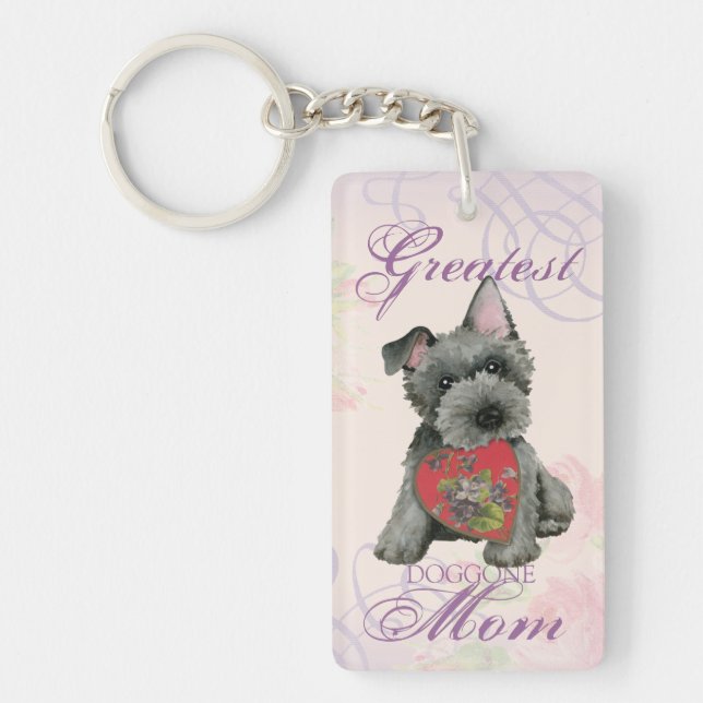 Scottish Terrier Heart Mom Keychain (Front)