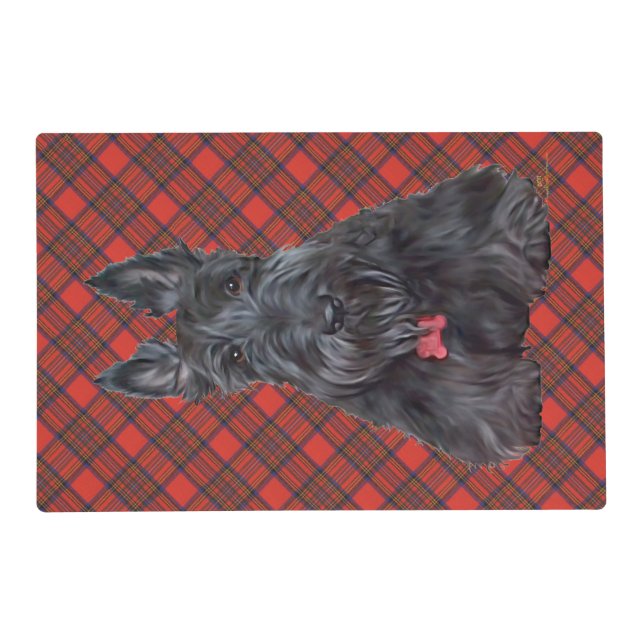 Scottish Terrier Hepburn Tartan Laminated Placemat (Front)