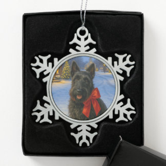 Scottish Terrier Holiday Snowflake Pewter Christmas Ornament