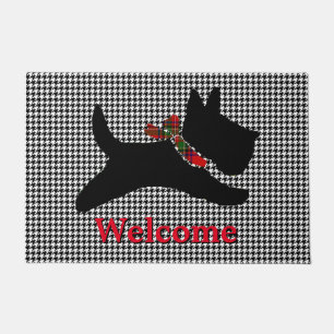 Scottish Terrier Houndstooth Personalize Doormat