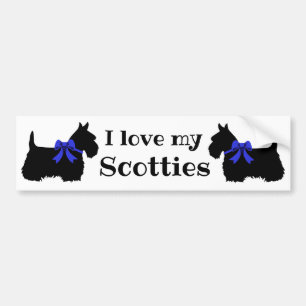 Scottish Terrier, I love my Scotties/blue bow Bumper Sticker