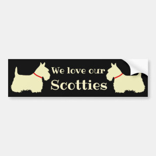 Scottish Terrier, I love my Scotties, red collar Bumper Sticker