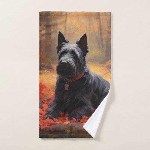 Scottish Terrier in Autumn Leaves Fall Inspire  Bath Towel Set