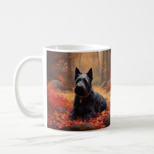 Scottish Terrier in Autumn Leaves Fall Inspire  Coffee Mug