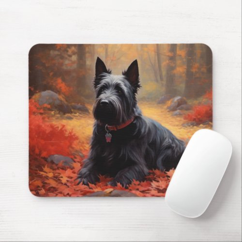 Scottish Terrier in Autumn Leaves Fall Inspire  Mouse Pad