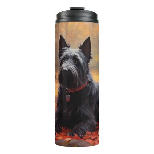 Scottish Terrier in Autumn Leaves Fall Inspire  Thermal Tumbler