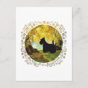 Scottish Terrier in Autumn Woods Postcard