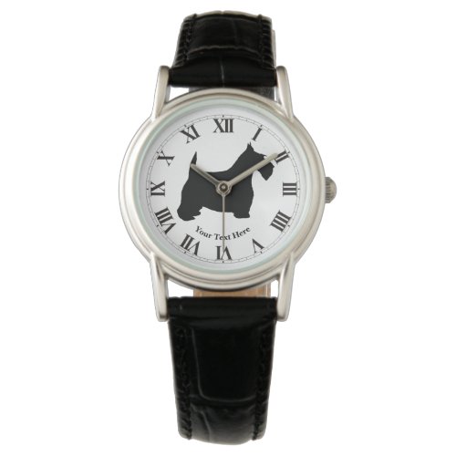 Scottish Terrier in Black Personalize Wrist Watches