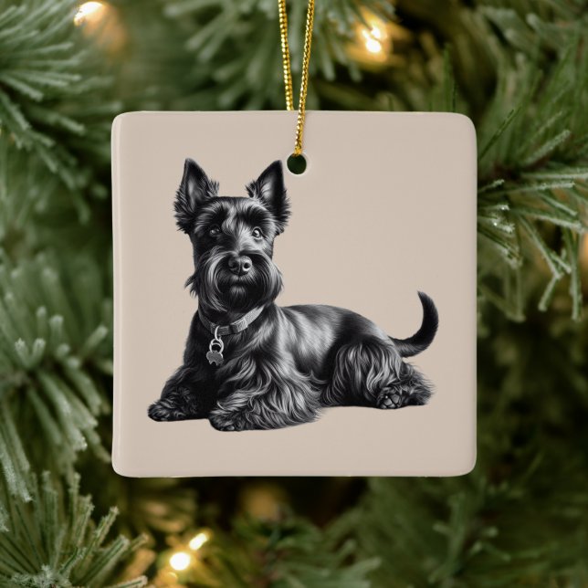 Scottish Terrier in Ceramic Ornament (Tree)