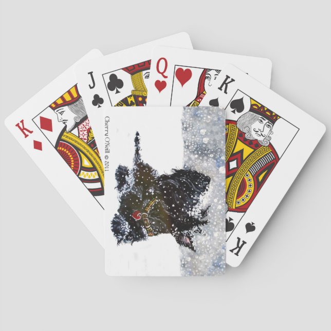 Scottish Terrier in Falling Snow Poker Cards (Back)