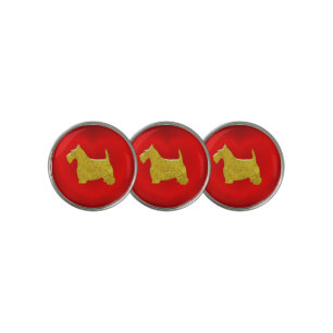 Scottish Terrier in Gold on Heart Golf Ball Marker