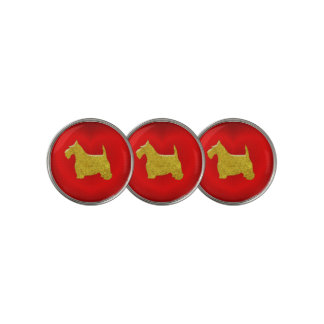 Scottish Terrier in Gold on Heart Golf Ball Marker