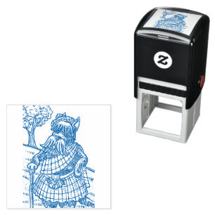 SCOTTISH TERRIER IN KILT, CAT SPORRAN, SCOTTIE DOG SELF-INKING STAMP